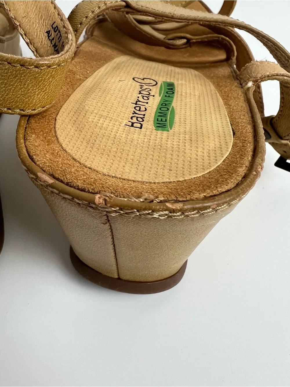 Baretraps Lotti Womens 11‎ Tan Strappy Wedge Sandals Memory Foam Comfort Shoes